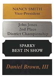 Picture of customized adhesive backed tags similar to trophy award labels